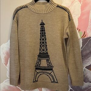 Beige Karl Lagerfeld Sweater with Eiffel Tower Design